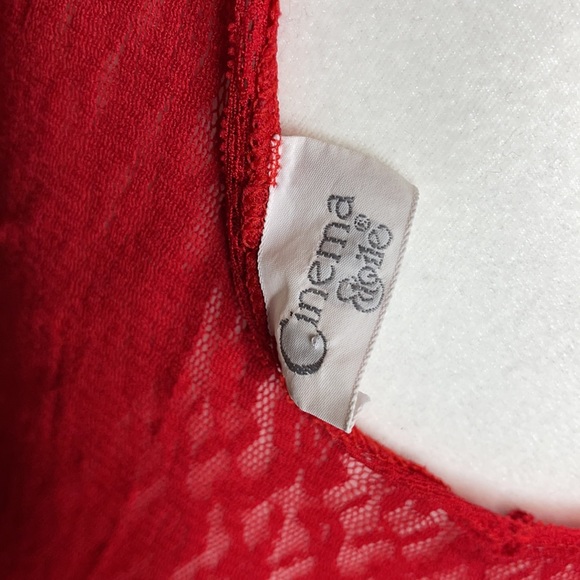 70’S VINTAGE- GORGEOUS RED SLIP GOWN LACE DRESS - Picture 9 of 11